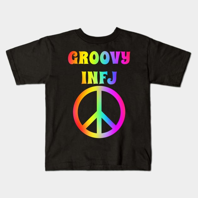 Groovy INFJ Peace Halloween Party Retro Vintage Kids T-Shirt by coloringiship